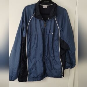 Vintage Reebok‎ Windbreaker Jacket Large L Blue Black Full Zip Lightweight Retro